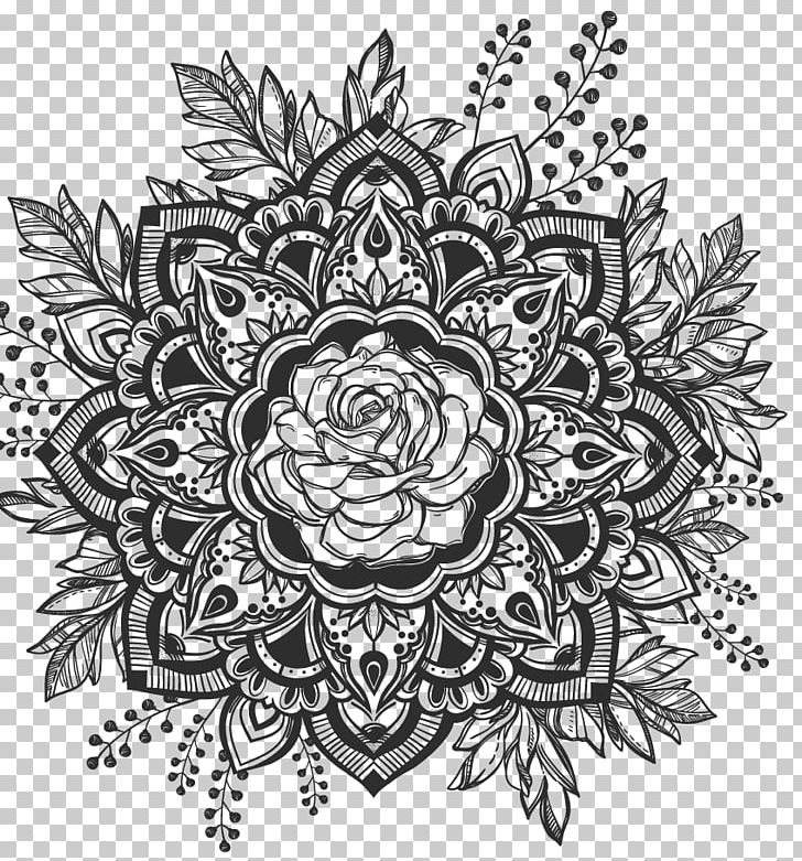 Mandala Drawing Hipster Decal Tattoo PNG, Clipart, Art, Artwork, Black, Black And White, Bohemianism Free PNG Download