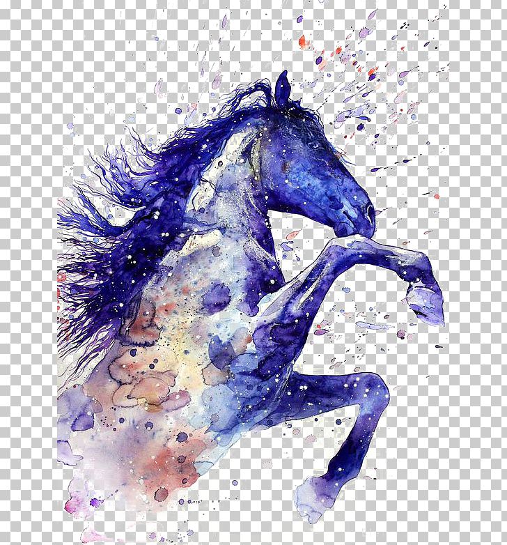 Horse Watercolor Painting Tattoo Drawing PNG, Clipart, Animal, Animals, Art, Artist, Blue Pony Free PNG Download