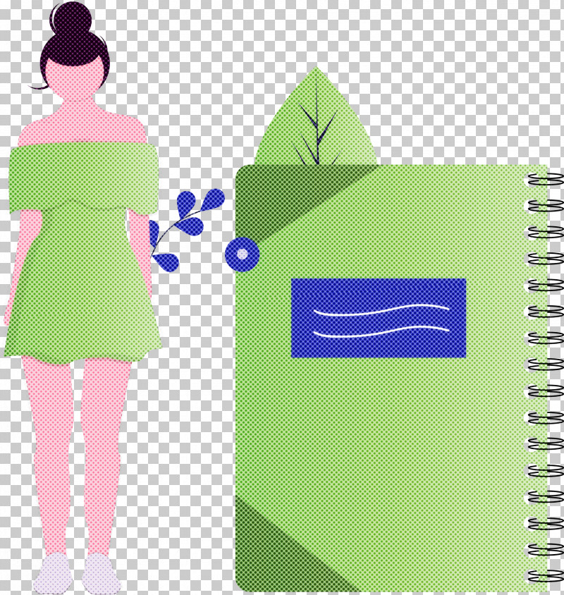 Notebook Girl PNG, Clipart, Girl, Green, Line, Notebook, Paper Free PNG Download