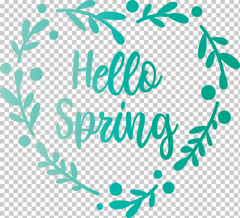 Hello Spring Spring PNG, Clipart, Aqua, Calligraphy, Green, Hello Spring, Leaf Free PNG Download