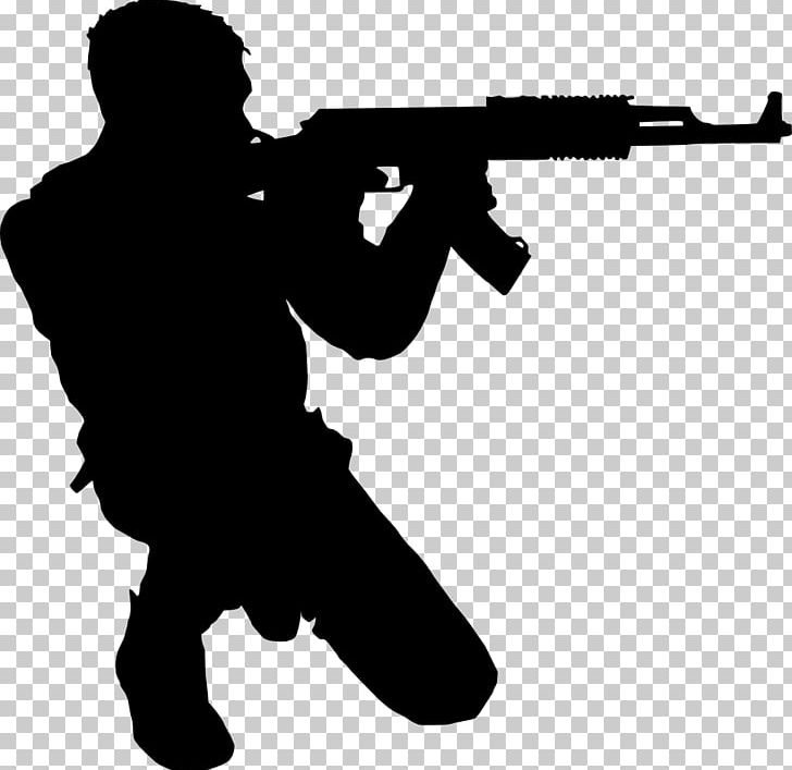 Silhouette Firearm Soldier PNG, Clipart, Black And White, Firearm, Gun, Machine Gun, Marksman Free PNG Download