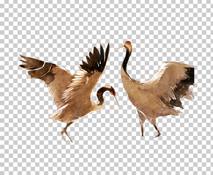 Duck Red-crowned Crane Goose Bird PNG, Clipart, Animals, Cartoon, Chicken, Chinese Painting, Chinese Style Free PNG Download