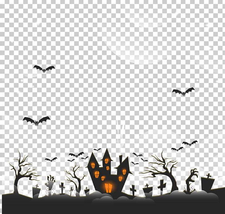 Halloween Horror Ghost Castle PNG, Clipart, Bird, Black, Black And White, Castle, Computer Wallpaper Free PNG Download