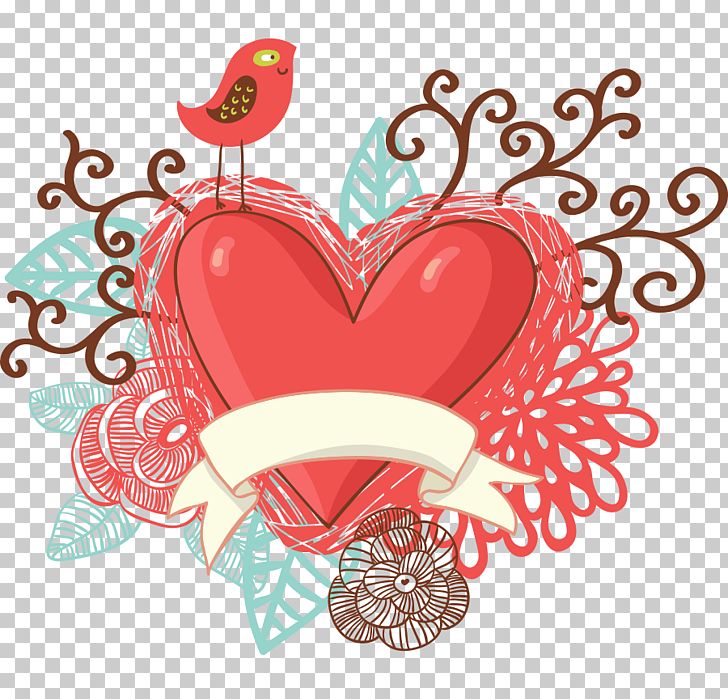 Heart-shaped Bird Flower Color PNG, Clipart, Birds, Clip Art, Color, Color Splash, Design Free PNG Download