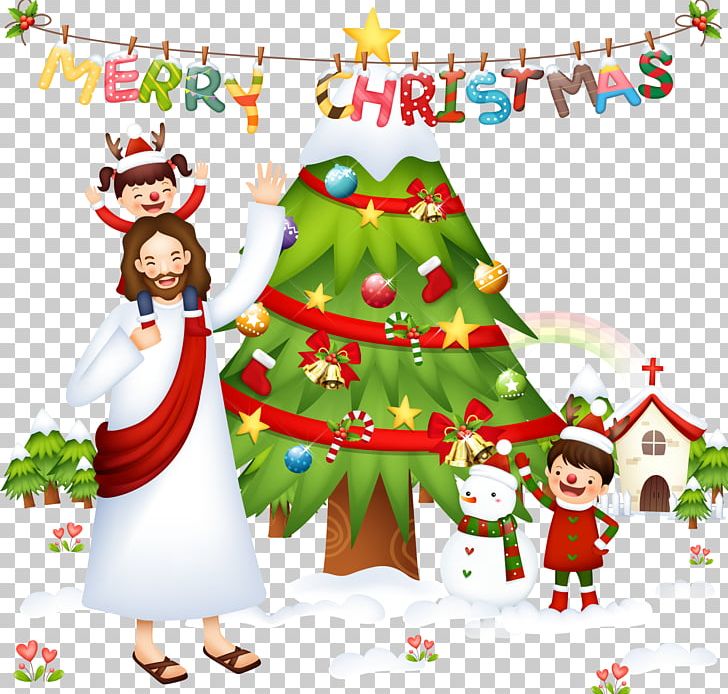 Christmas Tree Santa Claus Nativity Scene Christmas And Holiday Season PNG, Clipart, Art, Banner, Cartoon, Cartoon Characters, Cartoon Illustration Free PNG Download