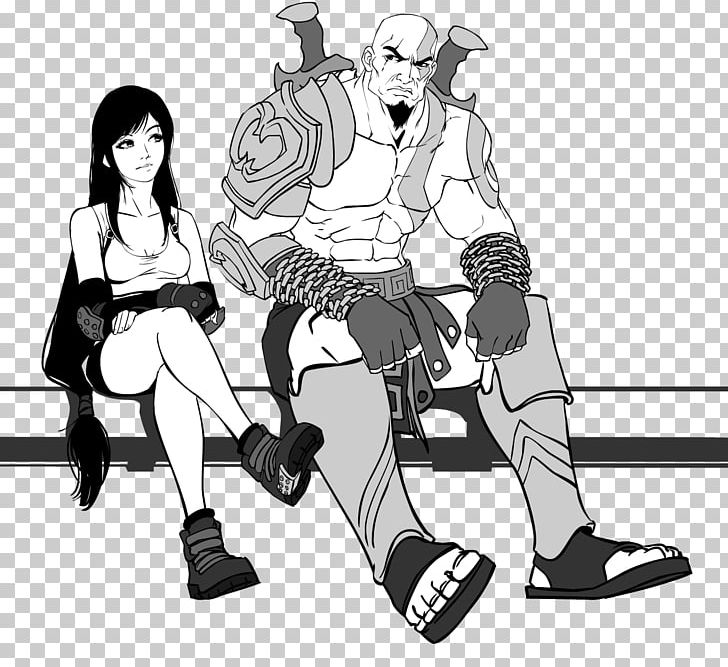 Tifa Lockhart Kratos God Of War Sparta Drawing PNG, Clipart, Angle, Arm, Black, Black And White, Cartoon Free PNG Download