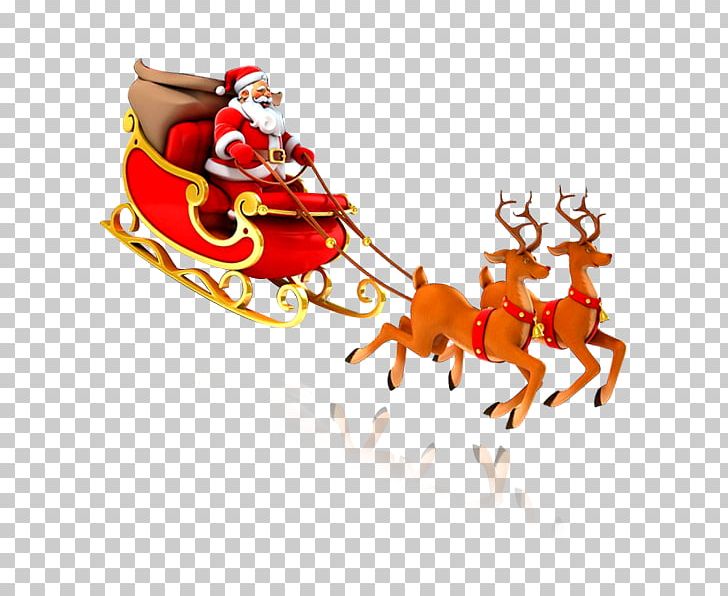 Santa Claus Christmas Gift Sled PNG, Clipart, Antelope, Antler, Art, Christmas, Christmas Decoration Free PNG Download