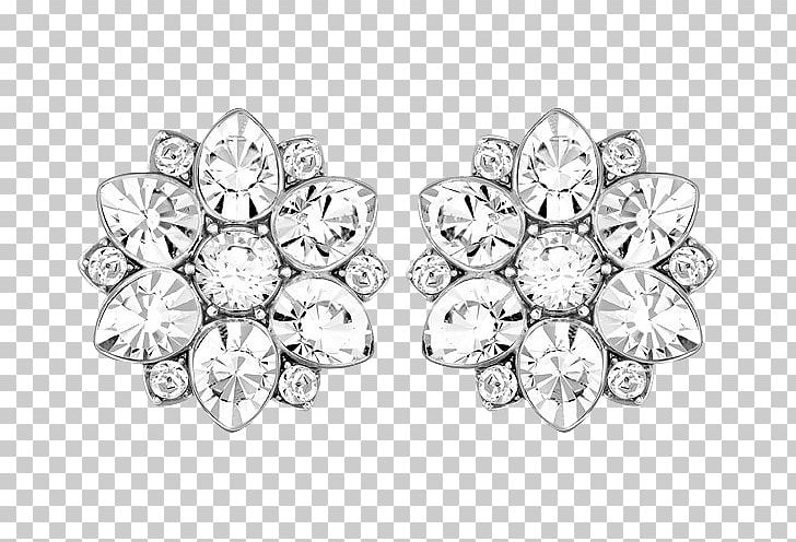 Earring Swarovski AG Jewellery Crystal PNG, Clipart, Black And White, Diamond, Flower, Flowers, Gemstone Free PNG Download