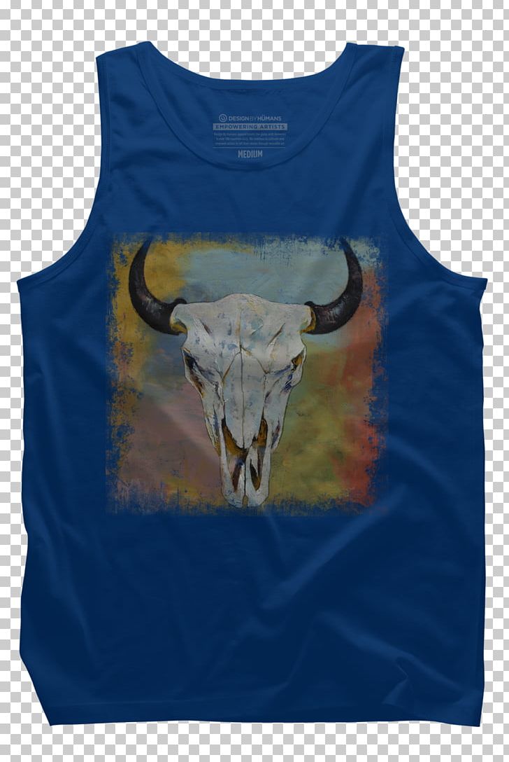 T-shirt Cattle Sleeveless Shirt Bison PNG, Clipart, Art, Bison, Blue, Canvas, Cattle Free PNG Download