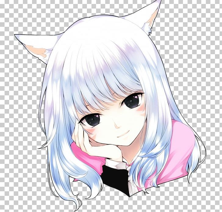 Black Hair Catgirl Manga Anime PNG, Clipart, Artwork, Black Hair, Blue, Brown Hair, Canities Free PNG Download