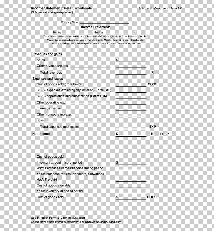 Sole Proprietorship Income Statement Business Financial Statement Paper PNG, Clipart, Angle, Area, Audit, Black And White, Business Free PNG Download