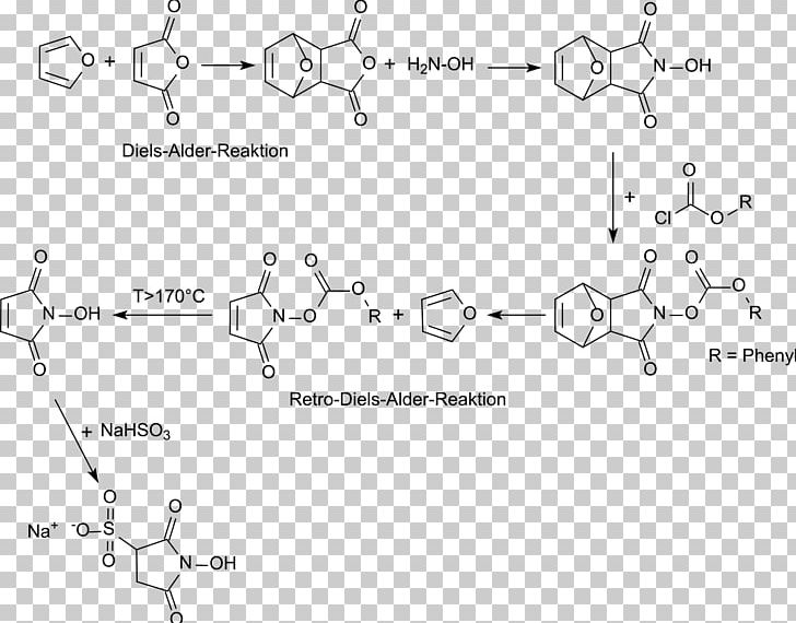 N-Hydroxysulfosuccinimide Sodium Salt N-Hydroxysuccinimide N-Hydroxymaleinimid Sodium Metabisulfite Diels–Alder Reaction PNG, Clipart, Angle, Area, Auto Part, Black And White, Chemical Reaction Free PNG Download