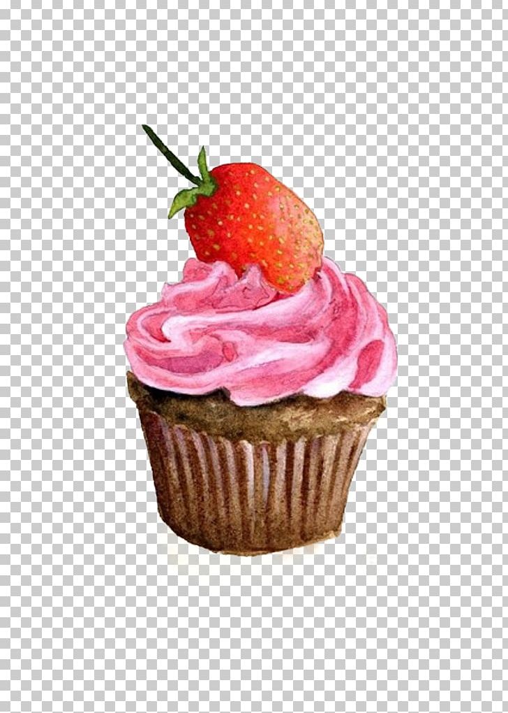 Cupcake Watercolor Painting PNG, Clipart, Aedmaasikas, Art, Buttercream, Cake, Chocolate Free PNG Download