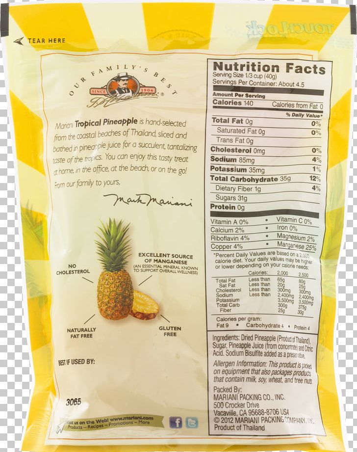 Pineapple Vegetarian Cuisine Food Nutrition Facts Label Strawberry PNG, Clipart, California Raisins, Food, Fruit, Fruit Nut, La Quinta Inns Suites Free PNG Download