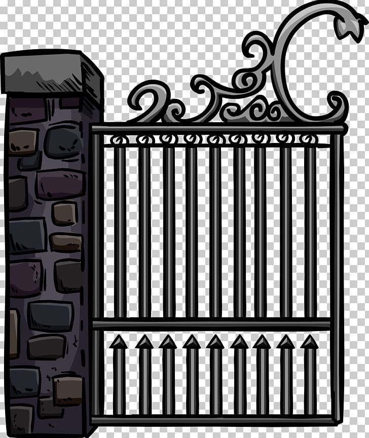 Gate Club Penguin Fence Wrought Iron PNG, Clipart, Black And White, Club Penguin, Fence, Furniture, Gate Free PNG Download