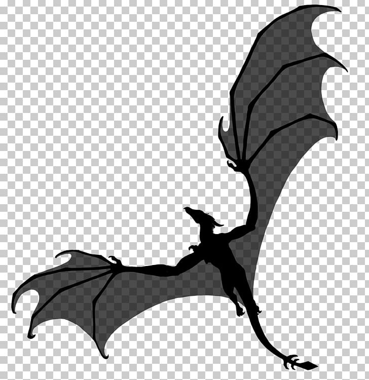 Silhouette Dragon PNG, Clipart, Animals, Bat, Beak, Black And White, Branch Free PNG Download