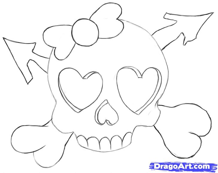 Drawing Heart Skull Line Art PNG, Clipart, Area, Arrow, Art, Artwork, Black Free PNG Download