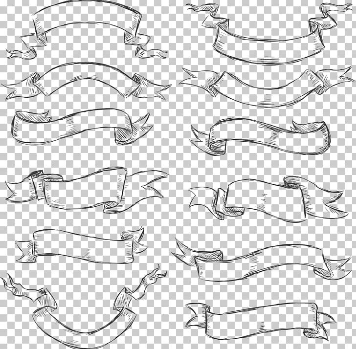 Drawing Banner Graphic Arts PNG, Clipart, Angle, Art, Black And White, Body Jewelry, Design Free PNG Download