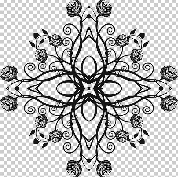 Flower Black And White Floral Design PNG, Clipart, Art, Artwork, Black, Black And White, Circle Free PNG Download