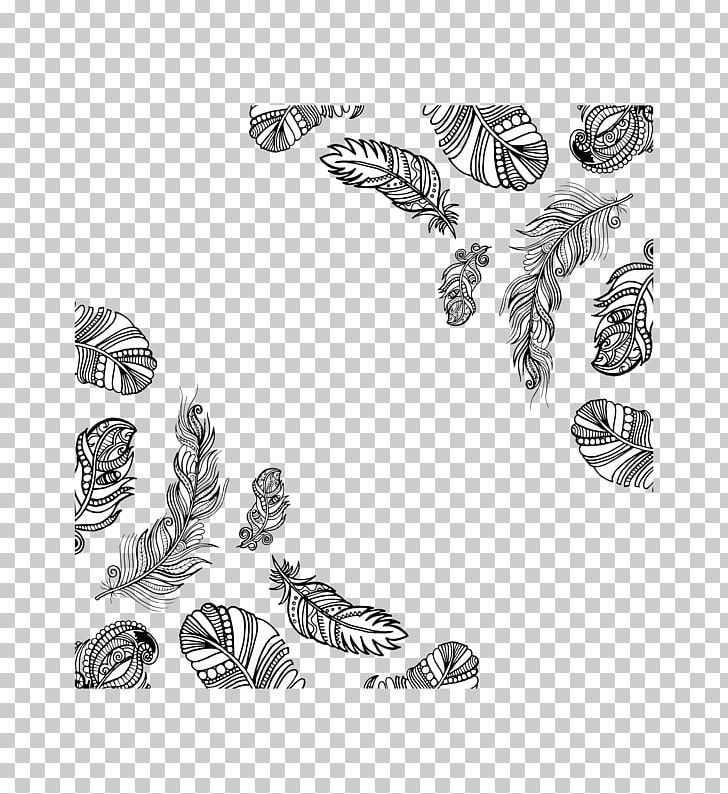 Black And White Feather PNG, Clipart, Adobe Illustrator, Animals, Border, Border Frame, Certificate Border Free PNG Download