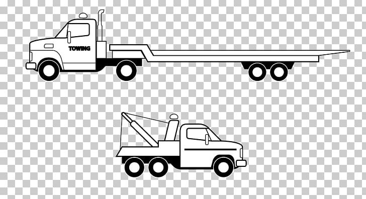 Tow Truck Flatbed Truck Semi-trailer Truck Mack Trucks PNG, Clipart, Angle, Area, Automotive Design, Automotive Exterior, Black And White Free PNG Download