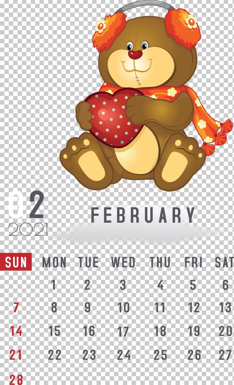 February 2021 Printable Calendar February Calendar 2021 Calendar PNG, Clipart, 2021 Calendar, Animation, Bears, Drawing, Poster Free PNG Download