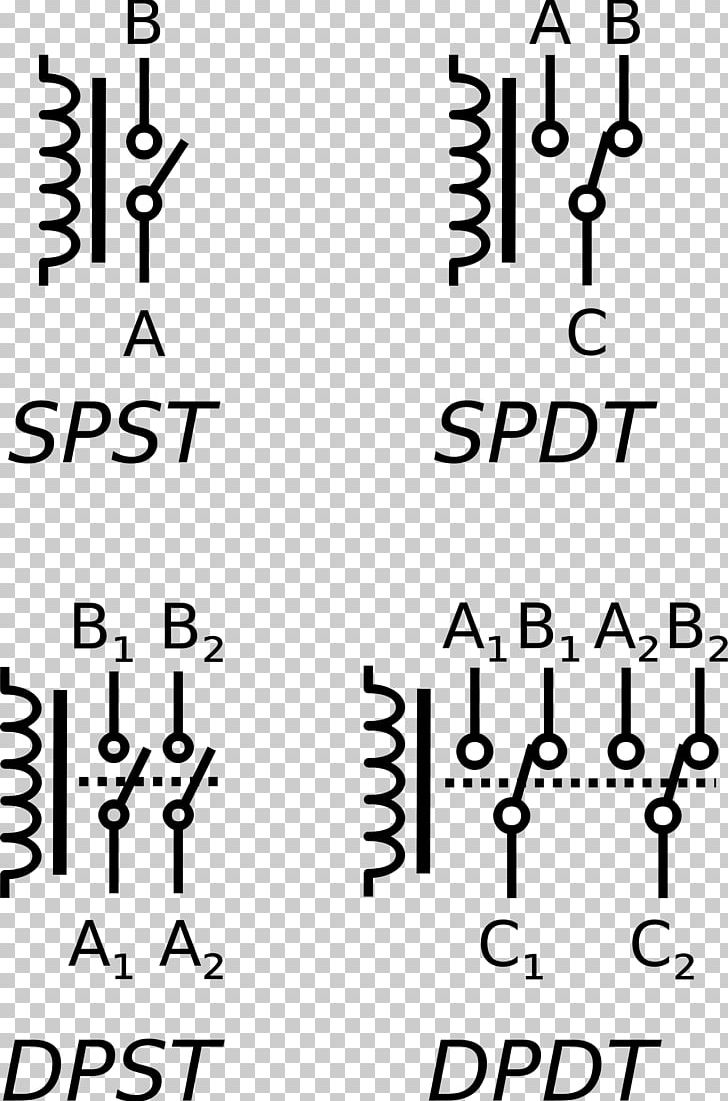 Electronic Symbol Relay Electrical Switches Přepínač Schematic PNG, Clipart, Angle, Area, Black, Black And White, Calligraphy Free PNG Download