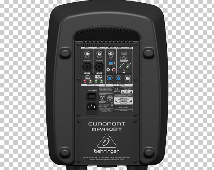 Microphone BEHRINGER EUROPORT MPA40BT-PRO Public Address Systems PNG, Clipart, Audio, Audio Equipment, Electronic Device, Electronics, Microphone Free PNG Download