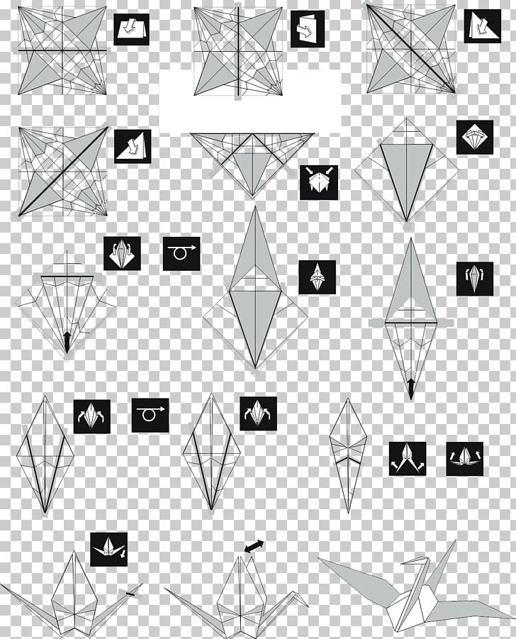 Cygnini Origami Crane Triangle Pattern PNG, Clipart, Angle, Area, Black And White, Crane, Cygnini Free PNG Download