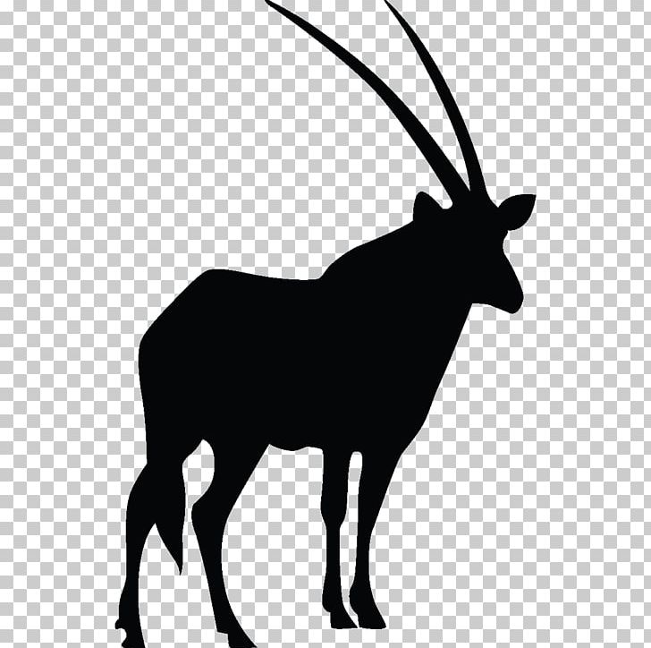 Antelope Oryx Silhouette Sticker PNG, Clipart, Animal, Animals, Antelope, Antler, Black And White Free PNG Download