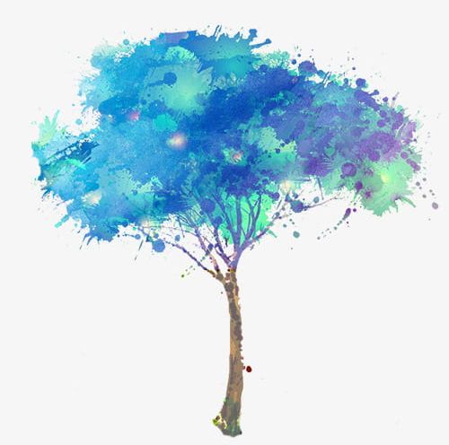 Blue Watercolor Tree PNG, Clipart, Blue, Blue Clipart, Gradient, Hand, Hand Painted Free PNG Download