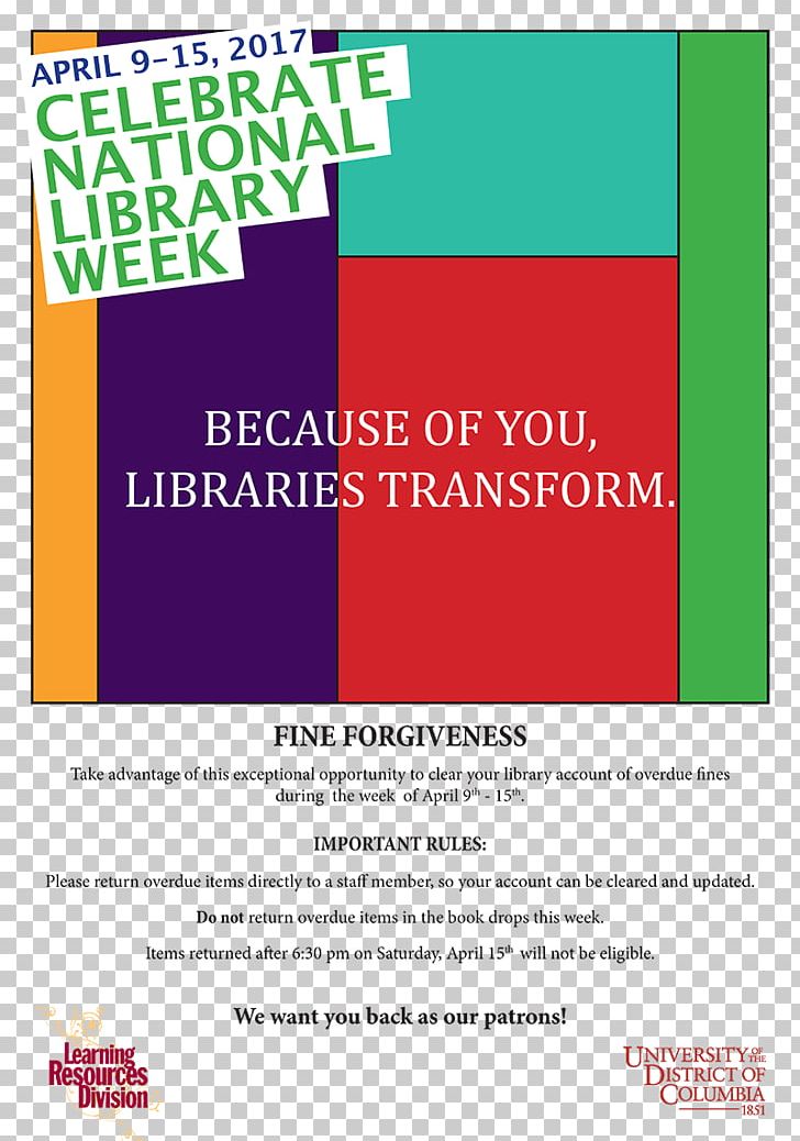 University Of The District Of Columbia National Library Week American Library Association Law College PNG, Clipart, 2017, Advertising, American Library Association, April, Area Free PNG Download