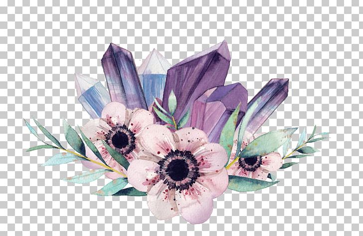 Gemstone Flower Watercolor Painting Crystal PNG, Clipart, Clothing, Crystal Cluster, Cut Flowers, Decoration, Diam Free PNG Download