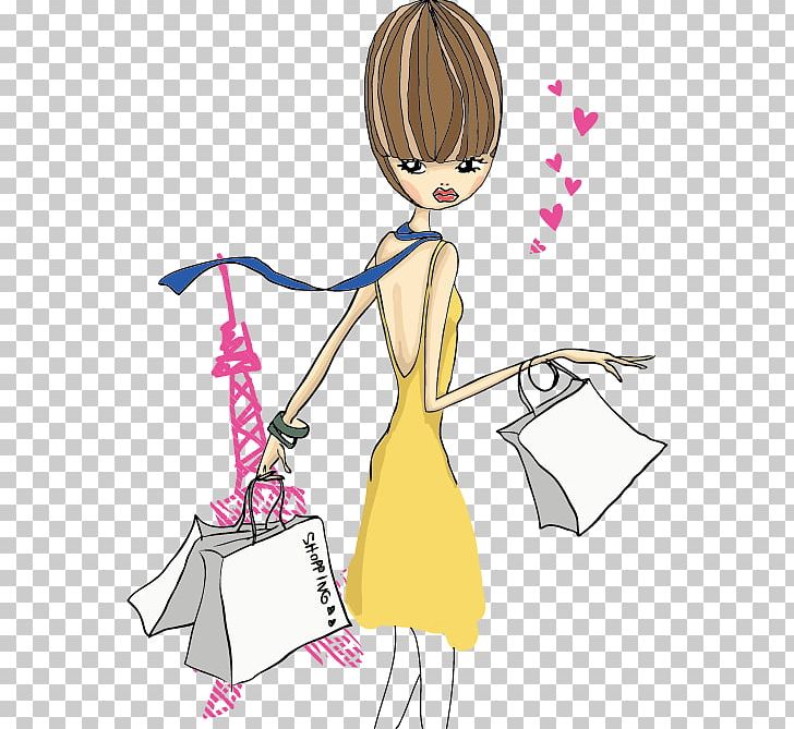Fashion Shopping Girl Illustration PNG, Clipart, Arm, Art, Beautiful Girl, Beautiful Vector, Cartoon Free PNG Download