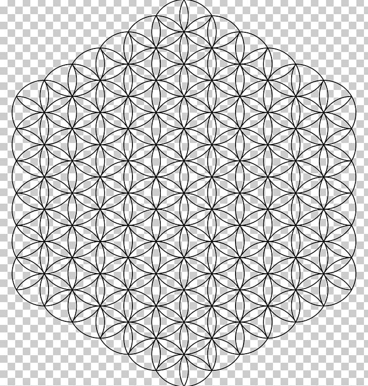Overlapping Circles Grid Sacred Geometry Pattern PNG, Clipart, Angle, Area, Black And White, Circle, Drawing Free PNG Download