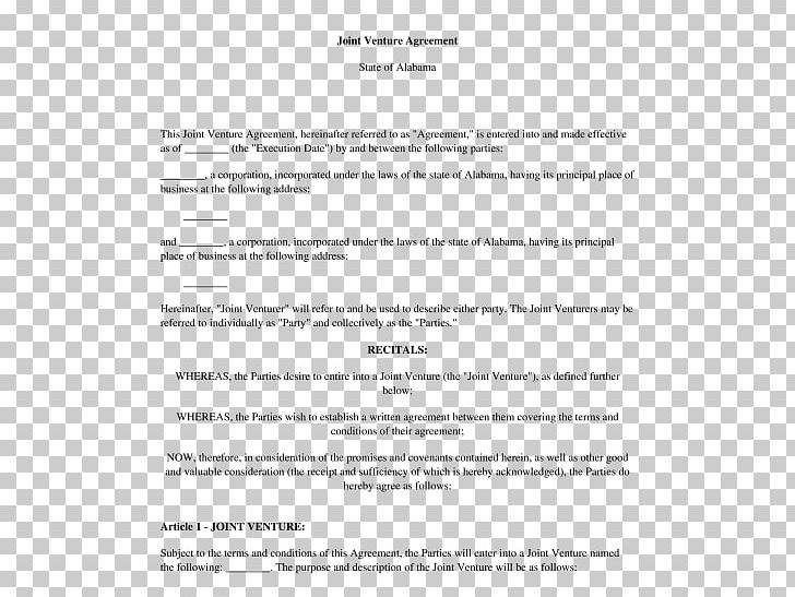 Document Template Contract Joint Venture Rental Agreement PNG, Clipart, Area, Business, Contract, Document, Form Free PNG Download