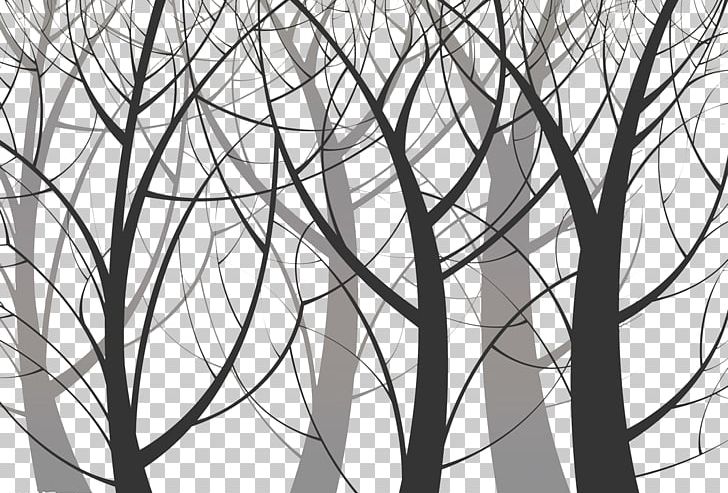 Mural Tree Silhouette PNG, Clipart, Angle, Background Decoration, Black, Branch, Cartoon Free PNG Download