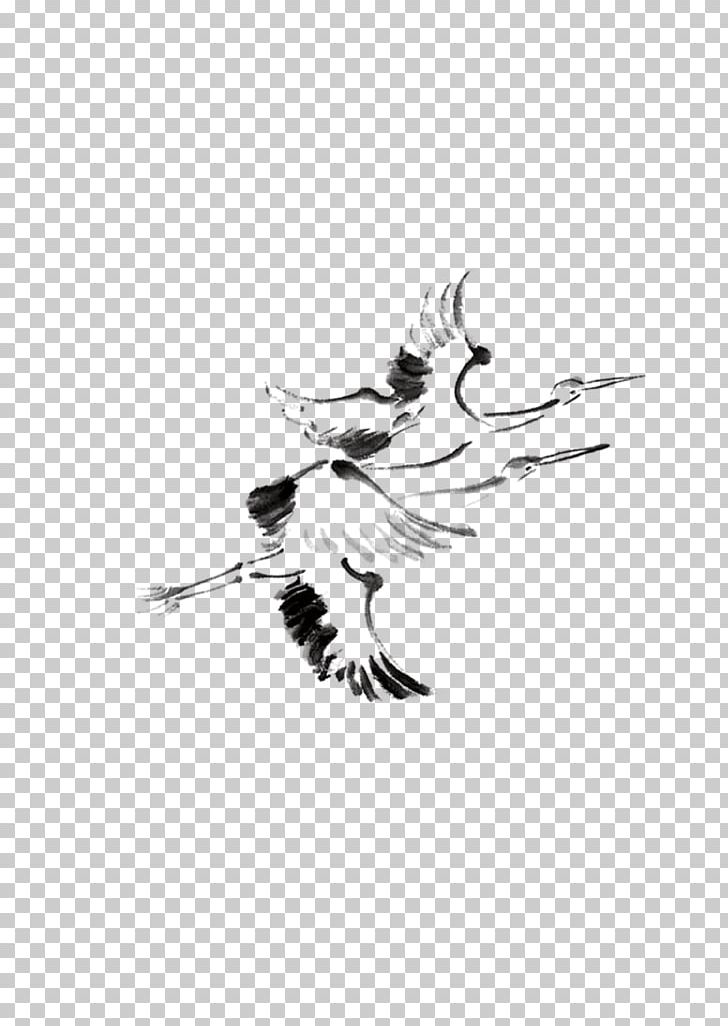 Red-crowned Crane PNG, Clipart, Animation, Art, Bird, Black And White, Chinese Painting Free PNG Download