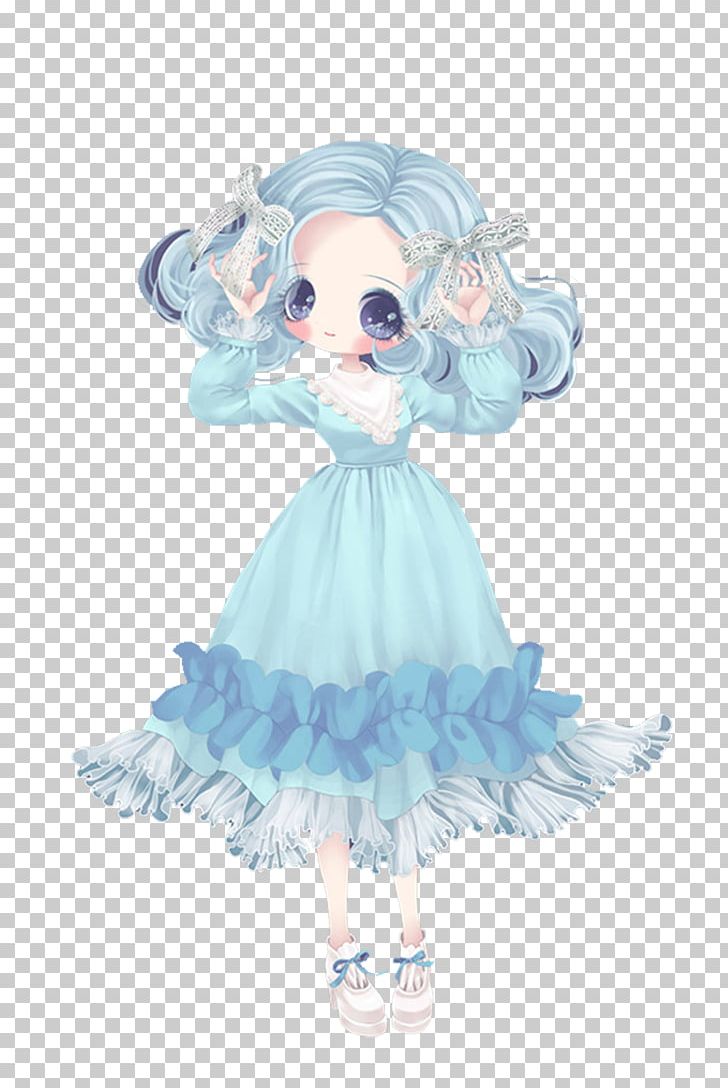A Little Princess Cartoon PNG, Clipart, Black Hair, Blue, Blue Abstract, Blue Background, Blue Flower Free PNG Download