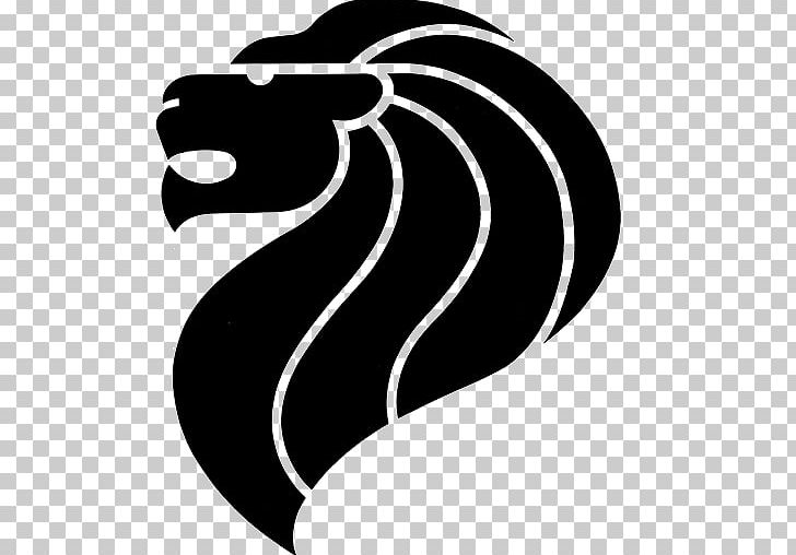 Lion Head Symbol Of Singapore Flag Of Singapore Merlion National Symbol PNG, Clipart, Artwork, Black, Black And White, Fictional Character, Flag Free PNG Download