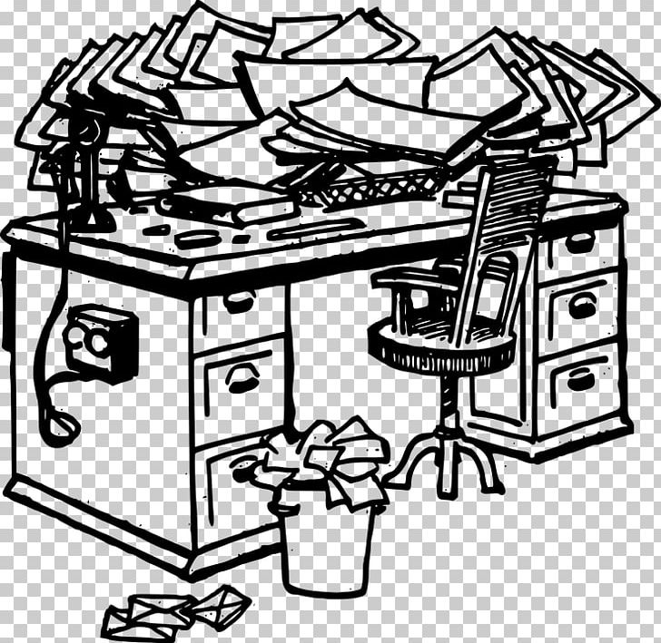 Desk Office PNG, Clipart, Angle, Art, Artwork, Black And White, Clutter Free PNG Download