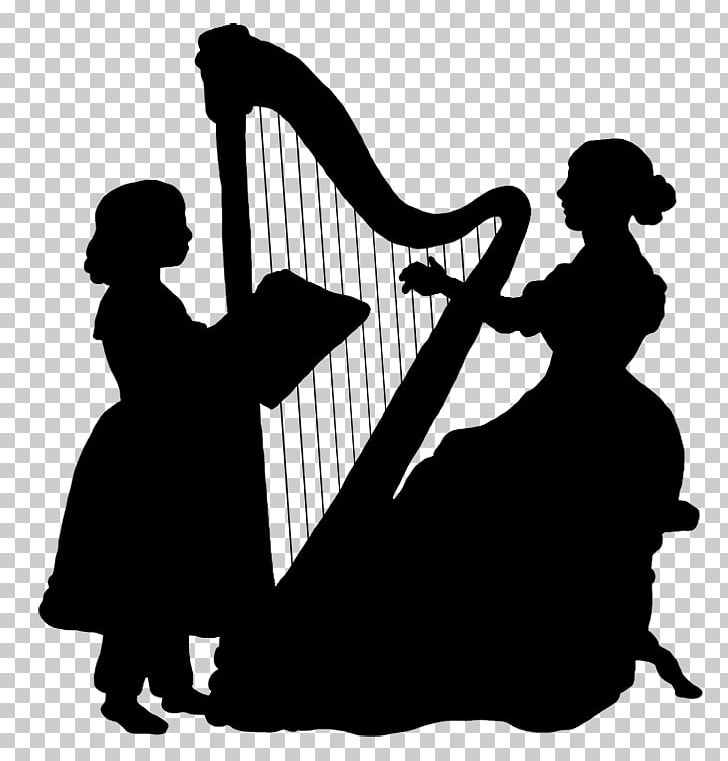 Plucked String Instrument Silhouette Harp Musical Instruments PNG, Clipart, Animals, Black And White, Child, Harp, Human Behavior Free PNG Download