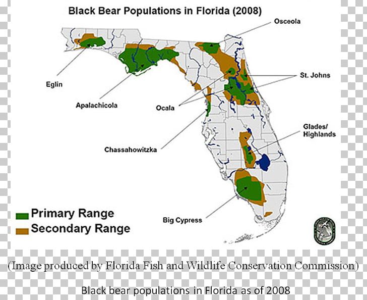 Florida Alligator Population Map Florida Black Bear Florida Black Bear Map American Alligator PNG 