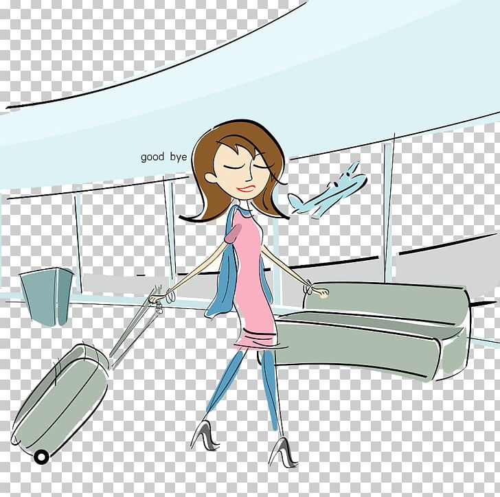 Suitcase Baggage Woman Travel PNG, Clipart, Airport, Backpack, Bye, Byebye, Cartoon Free PNG Download
