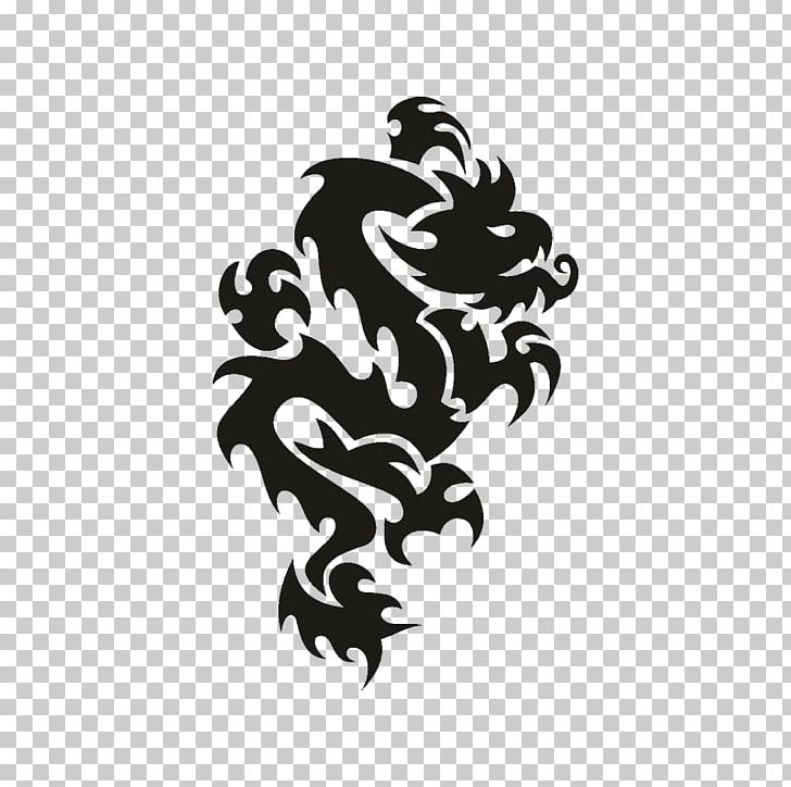 Stencil Drawing Tattoo Graphics Wall Decal PNG, Clipart, Art, Black, Cdr, Computer Wallpaper, Dragon Free PNG Download