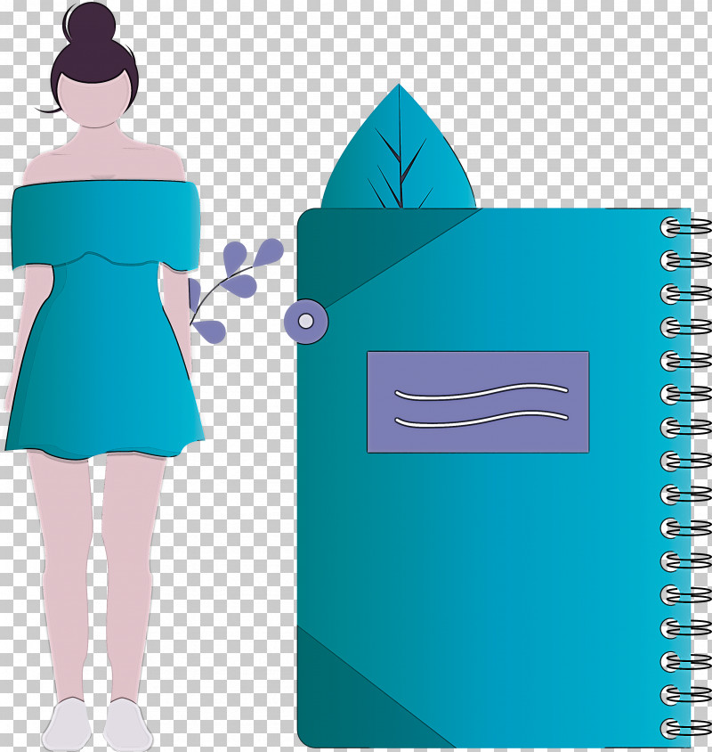 Notebook Girl PNG, Clipart, Aqua, Girl, Notebook, Paper Product, Teal Free PNG Download