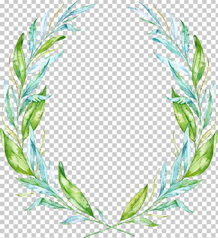 Leaf Watercolor Painting Wreath Drawing PNG, Clipart, Blue, Blue Leaves, Branch, Branches, Christmas Tree Free PNG Download