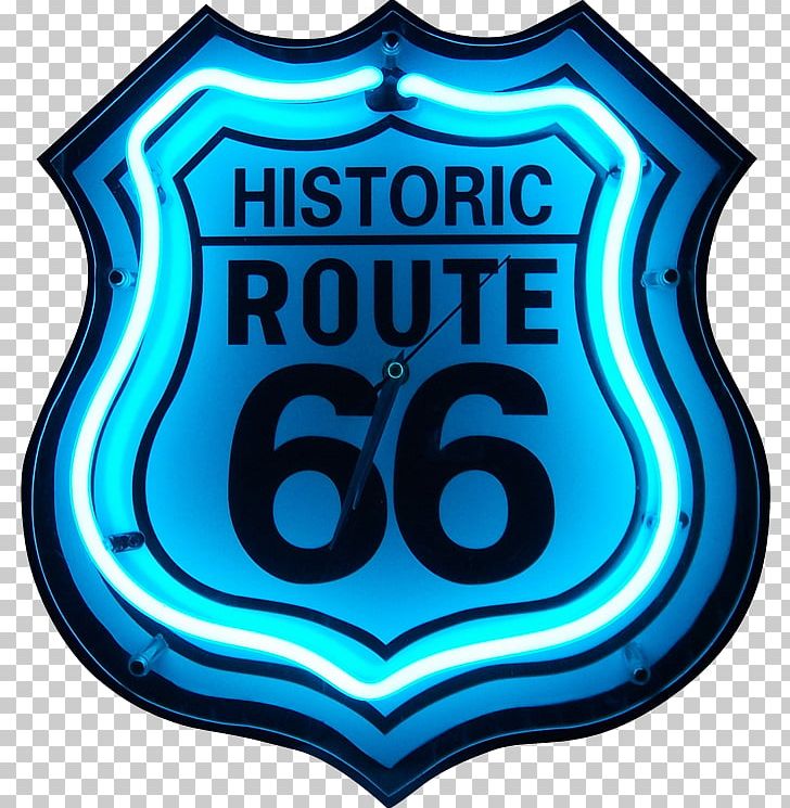 U.S. Route 66 Neon Sign Clock Neon Lighting PNG, Clipart, Advertising, Area, Brand, Clock, Electric Blue Free PNG Download