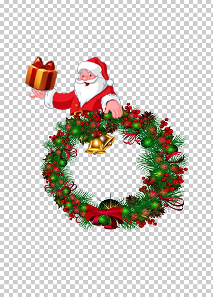Santa Claus Christmas Garland Wreath PNG, Clipart, Adobe Illustrator, Christ, Christmas, Christmas Decoration, Christmas Ornament Free PNG Download