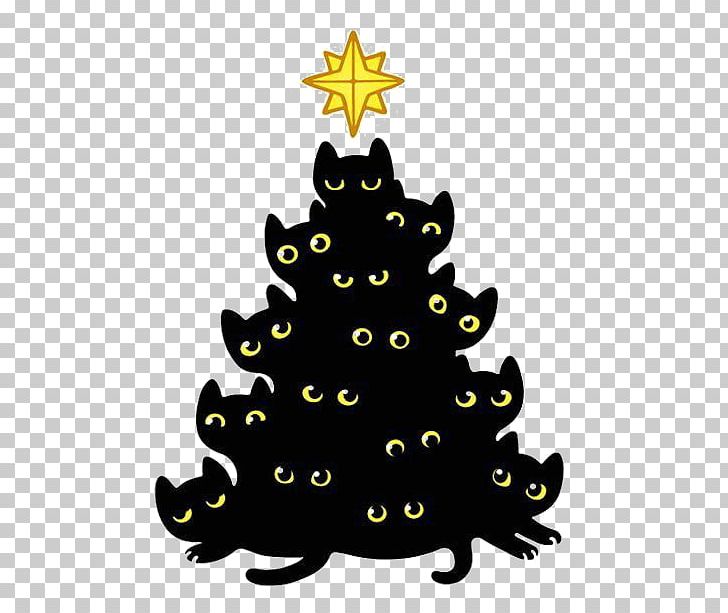 Black Cat Kitten Christmas Tree PNG, Clipart, Amphibian, Animals, Background Black, Black, Black Background Free PNG Download